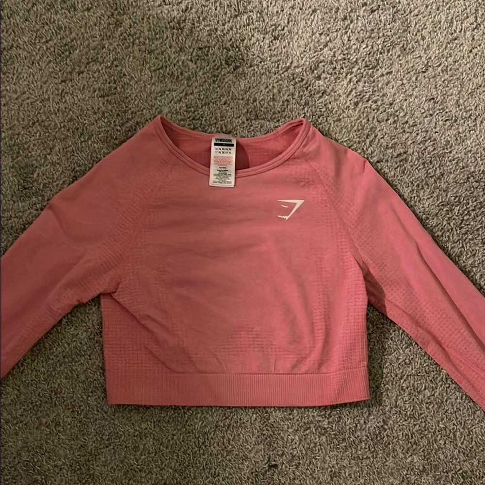 Pink Long Sleeve Crop Top